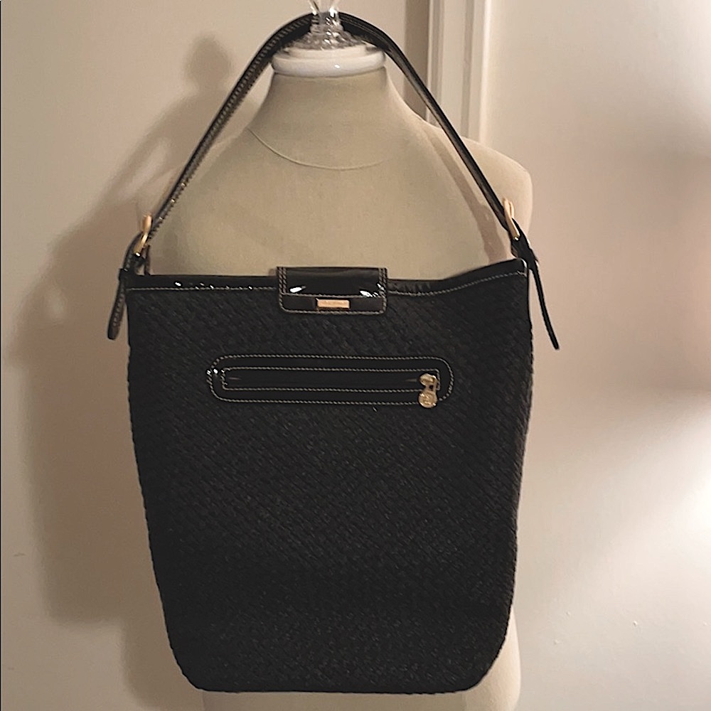 Eric Javits New York Black Straw Bucket Bag - image 3